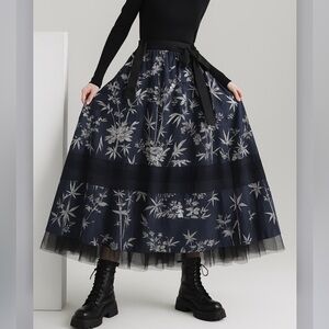 KL style floral Navy Skirt